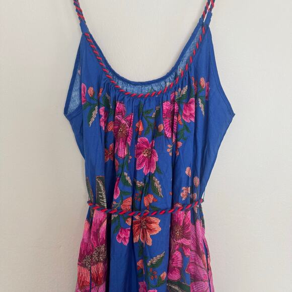 Farm Rio Blue Summer Fruit Scarf Lenzing Ecovero Euroflax Maxi Dress - Picture 8 of 9